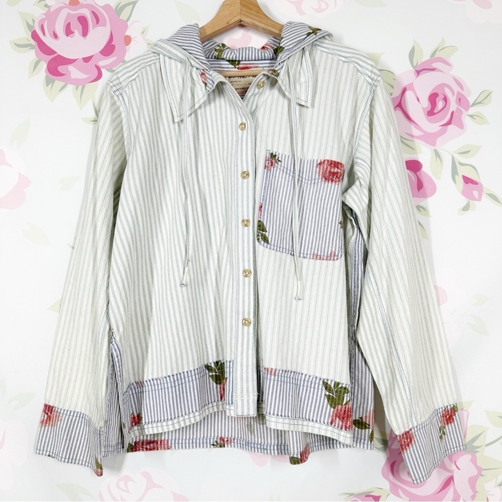 NEW Free People We The Free About To Slide Floral Button Down Shirt XS